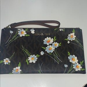 Michael Kors Black Floral Wristlet
